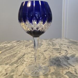 Elegant Blue Crystal Wine Glass, Castille Alberga by Ajka